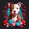 Cute pitbull with hearts and smarties