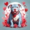 Cute pitbull with hearts and smarties