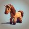 Cute Pixel Art Horse: Minecraft-inspired 3d Toy With Earthy Textures