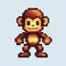 Cute Pixel Monkey Illustration In Minecraft Style - Handheld 2d Game Art