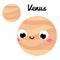 Cute planet. Cartoon Venus. Vector space clip art for kids and children