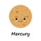 Cute planet Mercury. Vector illustration for children