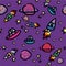 Cute Planets And Rocket Kids Pattern Seamless