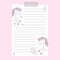 Cute planner and notebook design with unicorn. Vector print. Unicorn and magic