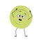 Cute plate character with emotions in a panic grabs his head, face, arms and legs. The funny or sad dish with eyes for a