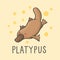 Cute platypus cartoon hand drawn style