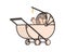 Cute and Playful Baby on Stroller Illustration