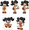 Cute playful cartoon black girl