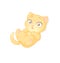 Cute playful ginger kitten lying down. Vector illustration on white background