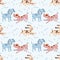 Cute playing dog seamless pattern.