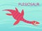 Cute Plesiosaur swimming. Dinosaur life. Vector illustration of prehistoric character in flat cartoon style isolated on