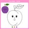 Cute plum for coloring book
