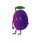 Cute Plum, Funny Fruit Cartoon Character with Funny Face Vector Illustration