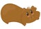 Cute plump brown guinea pig lies with outstretched paws, cute domestic rodent, vector illustration