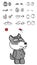Cute plush wolf cartoon kawaii expressions pack