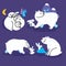 Cute Polar Bear And Bunny Friendship Doodle Illustration