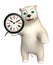 Cute Polar bear cartoon character with clock