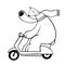 cute polar bear driving scooter, vector clipart, funny animal illustration