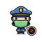 cute police cartoon characters wearing masks against the virus