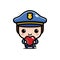 Cute police cartoon characters wearing police costumes complete with holding hearts