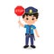 Cute police man with stop sign.