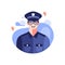 cute policeman in flat style isolated on background