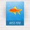 Cute polygonal goldfish vector design for card