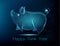 Cute polygonal pig on blue background