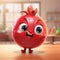 Cute Pomegranate Happy Cartoon Character