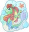 Cute pony mermaid, funny illustration design