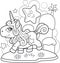 Cute pony unicorn, coloring book, funny illustration