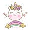 Cute pony vector, Unicorn head cartoon rainbow Kawaii animal girly doodles Child little horse character Illustration sweet paste