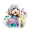 Cute poodle watercolor clipart on white background