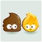 Cute poop and pee characters. Vector Illustration