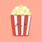 Cute Pop Corn Popcorn in Red Bucket Box Cinema Snack Vector