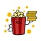 Cute popcorn cartoon mascot character funny expression