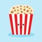 Cute popcorn character in a red box
