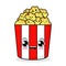 Cute popcorn in red bucket box.