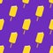 Cute popsicles seamless pattern on violet background. Bright yellow ice cream background in flat cartoon style.