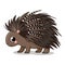 A cute porcupine stands. Vector illustration in cartoon style