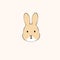 Cute portrait rabbit cartoon hand drawn vector illustration