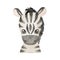 Cute portrait zebra head in cartoon style. Drawing african baby wild face isolated on white background. Watercolor sweet