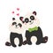 Cute poster with panda bears