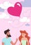 Cute posters, valentines day greetings, vector illustration of a couple in love.