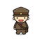 Cute postman mascot character with happy face vector cartoon icon illustration