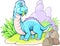 Cute prehistoric brachiosaurus, funny dinosaur illustration