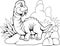 Cute prehistoric brachiosaurus, funny illustration coloring book