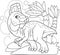 Cute prehistoric dinosaur Corythosaurus, coloring book, funny illustration