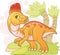 Cute prehistoric dinosaur corythosaurus, funny illustration