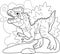 Cute prehistoric dinosaur dilophosaurus coloring book funny illustration
